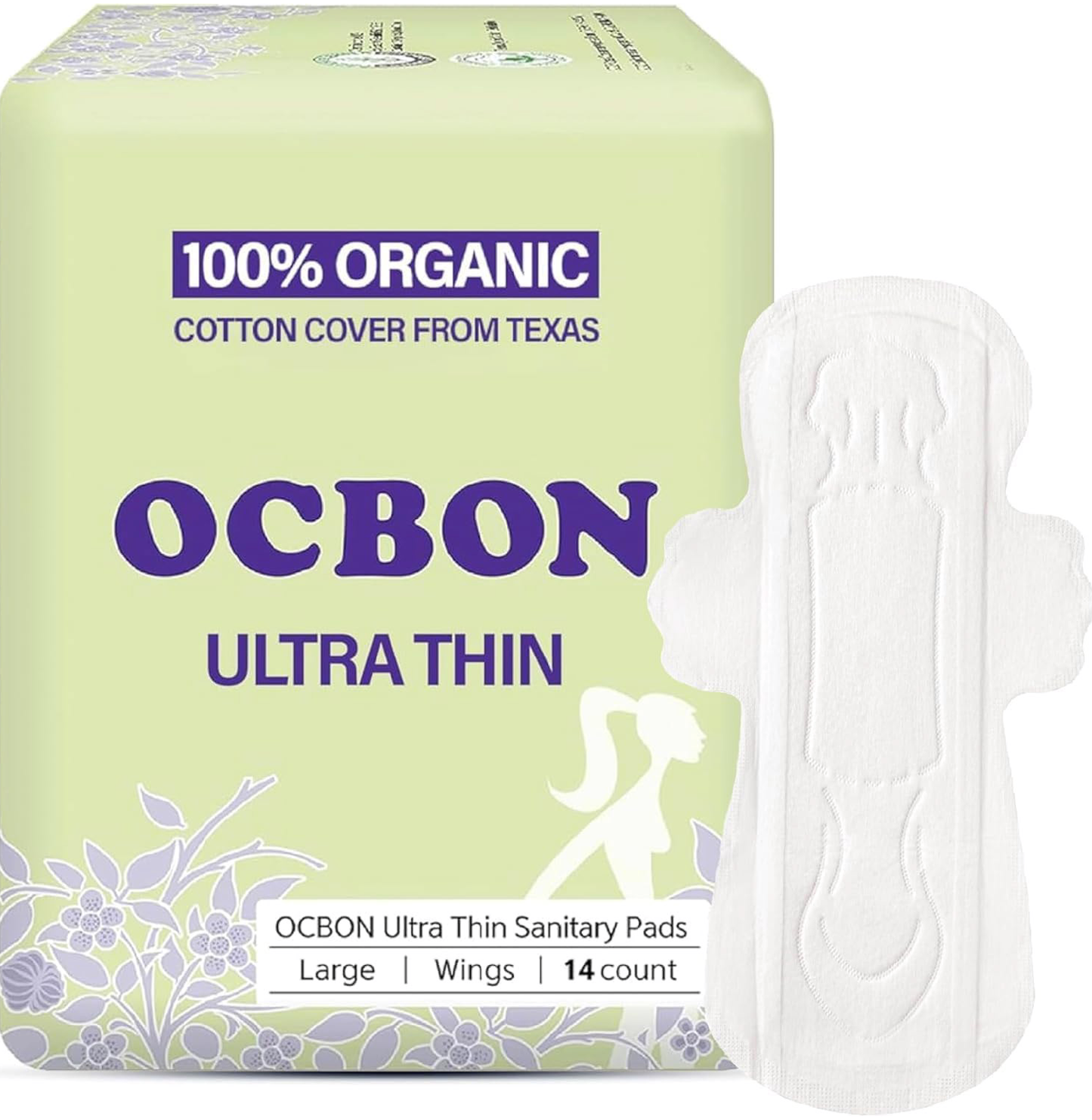 OCBON Comfort Pads (Large, 28 Count) - Ultra Soft, Comfortable, Thin Pads with Wings, Super Absorbency. Premium Quality