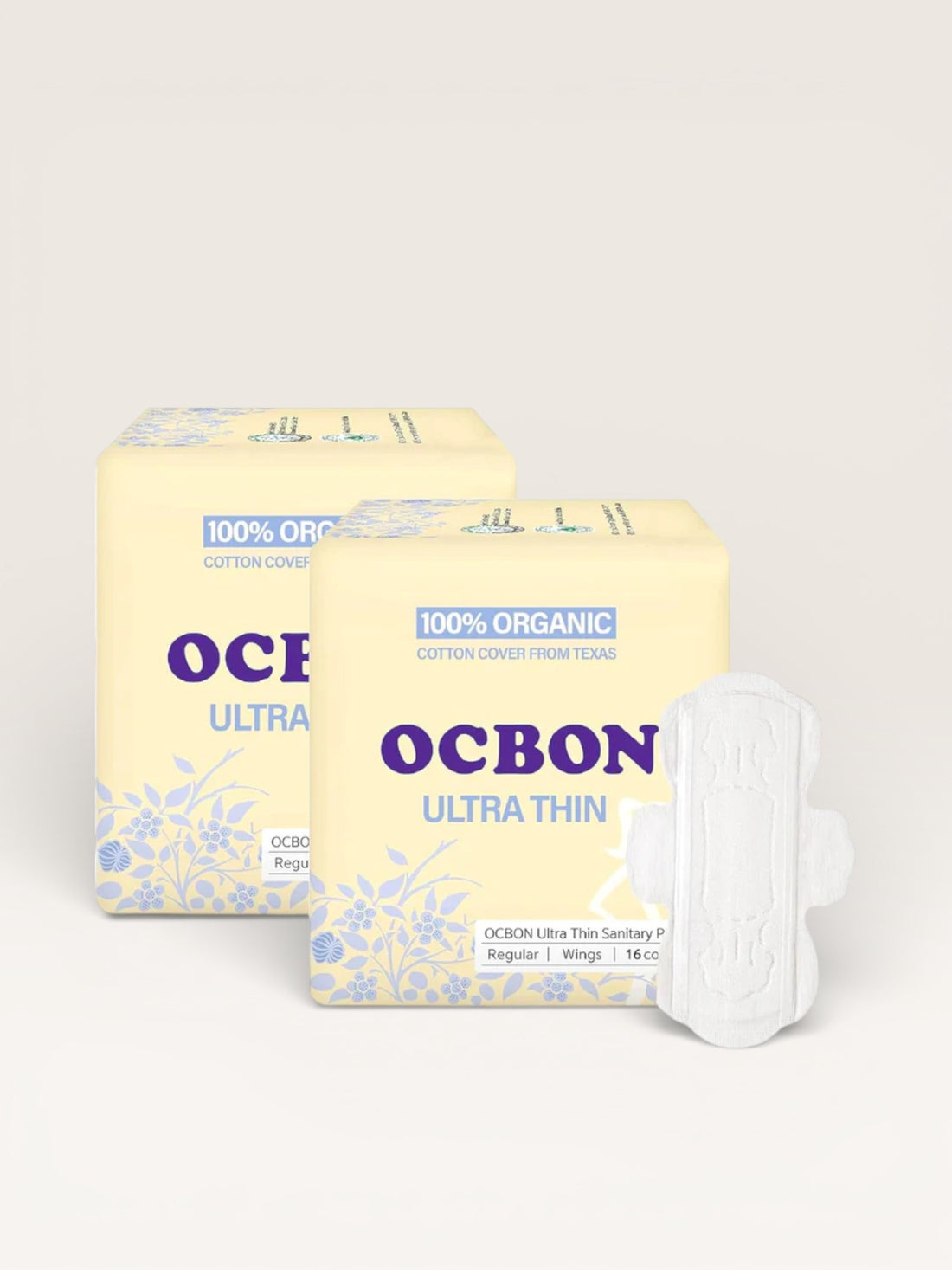 OCBON Organic Cotton Regular Pads with Wings | 32 Count