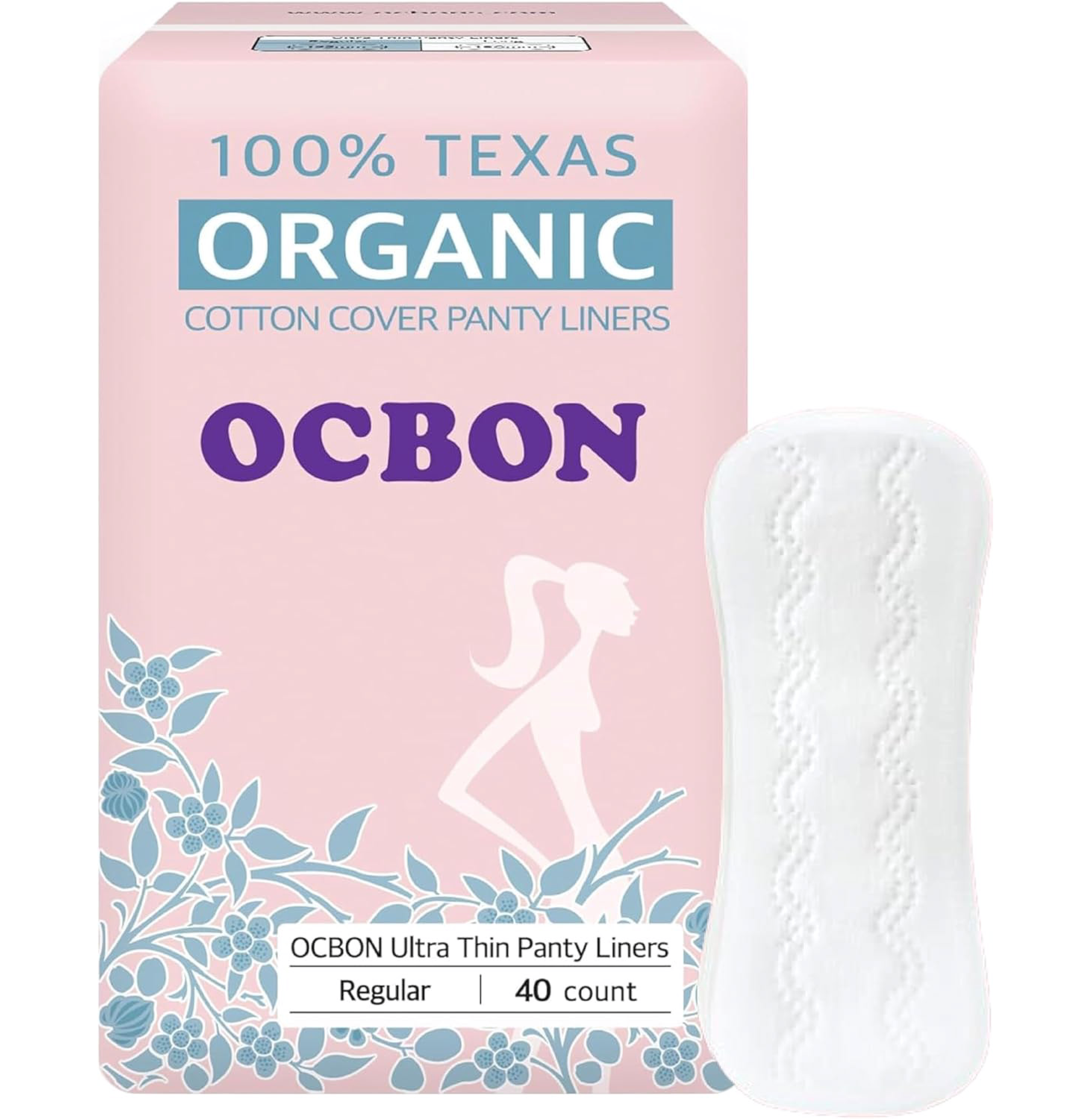 OCBON Comfort Pantyliners (Regular, 40 Count) - Ultra Soft, Comfortable, Thin, Unscented. Premium Quality