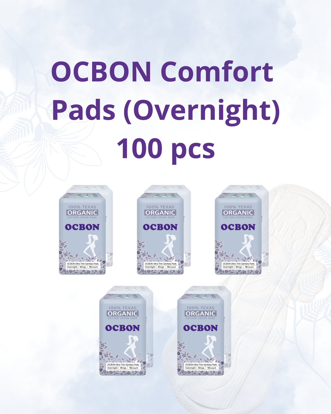 [Flashsale] OCBON Comfort Pads (Overnight, 20 Count) x 5