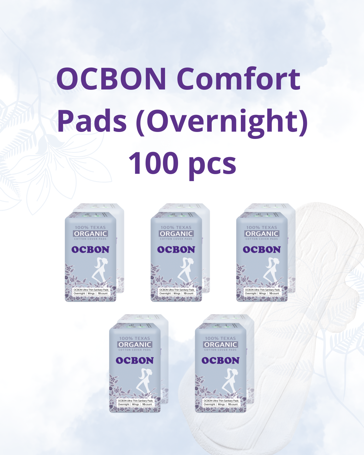 [Flashsale] OCBON Comfort Pads (Overnight, 20 Count) x 5