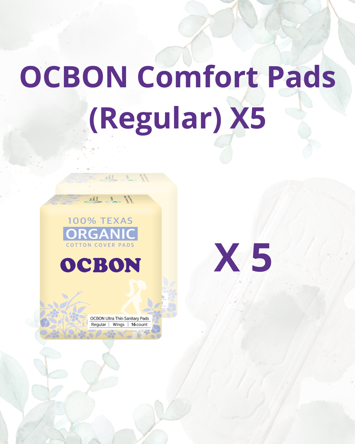 [Flashsale] OCBON Comfort Pads (Regular, 32 Count) X 5