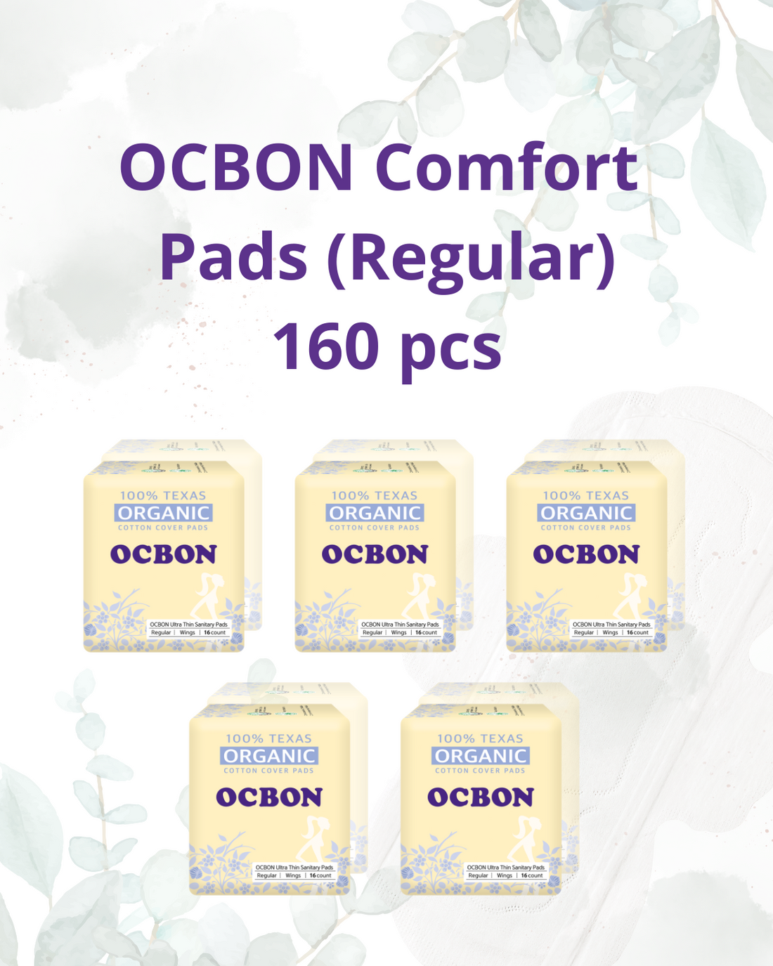 [Flashsale] OCBON Comfort Pads (Regular, 32 Count) X 5