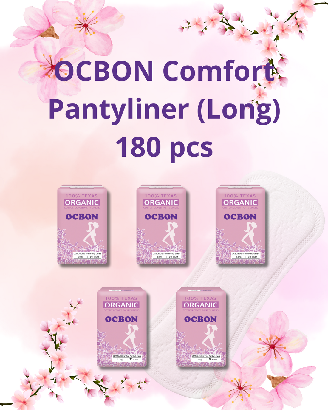 [Flashsale] OCBON Comfort Pantyliners (Long, 36 Count) x 5