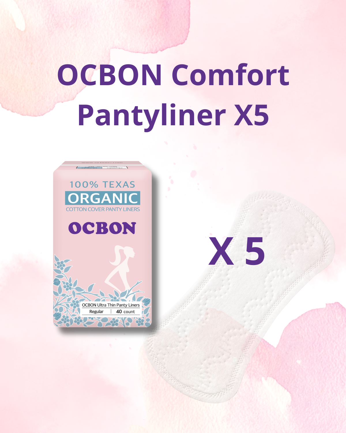 [Flashsale] OCBON Comfort Pantyliners (Regular, 40 Cou:nt) x 5