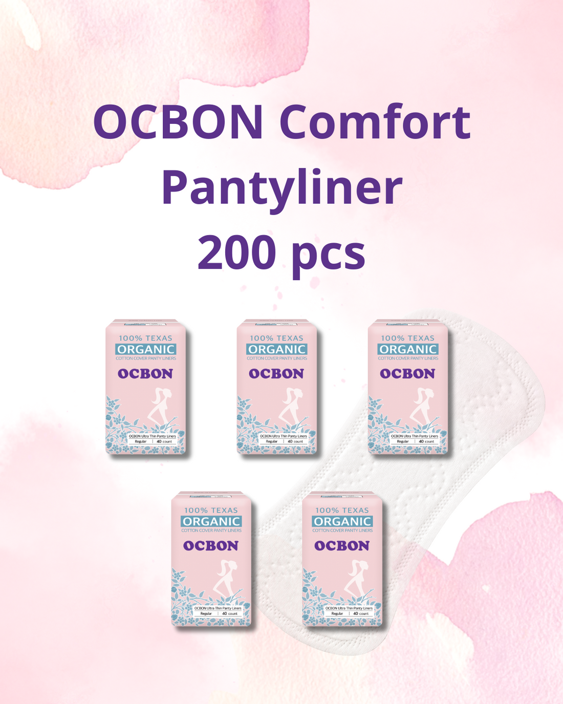 [Flashsale] OCBON Comfort Pantyliners (Regular, 40 Cou:nt) x 5